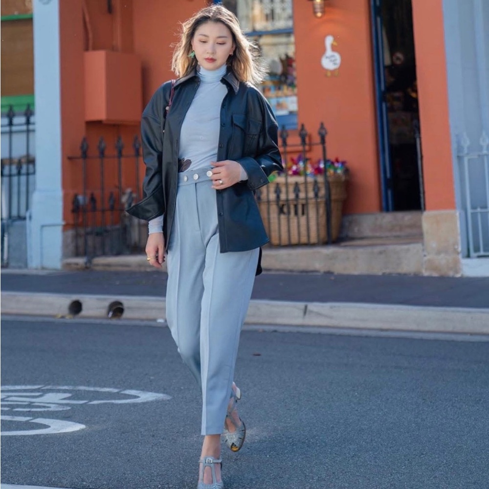 Petite Studio NYC Frankie Pants in Dusty Blue